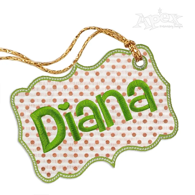 Bag Label Gift Tag ITH Embroidery Design