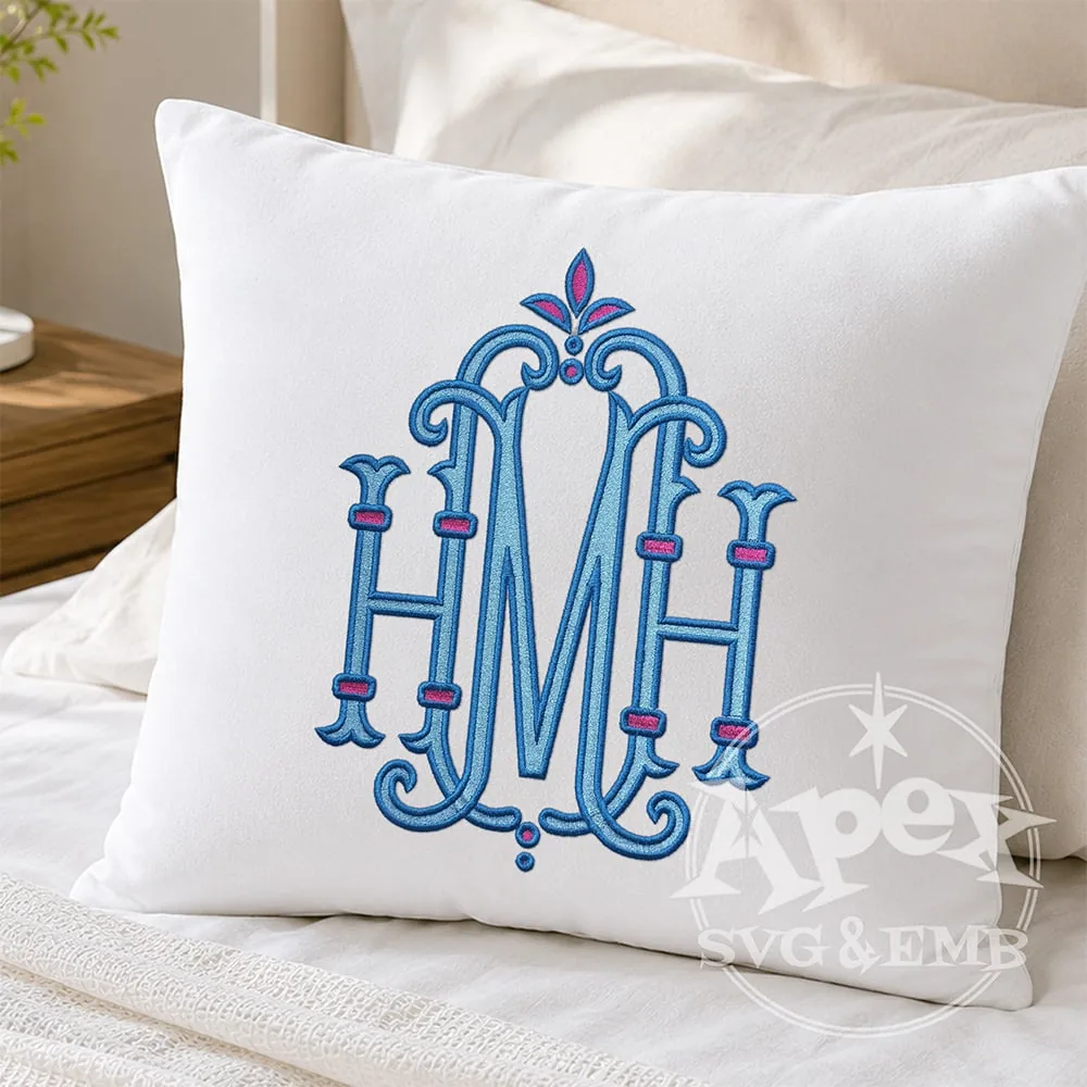 Bamboo Fishtail Monogram Embroidery Font | BX included