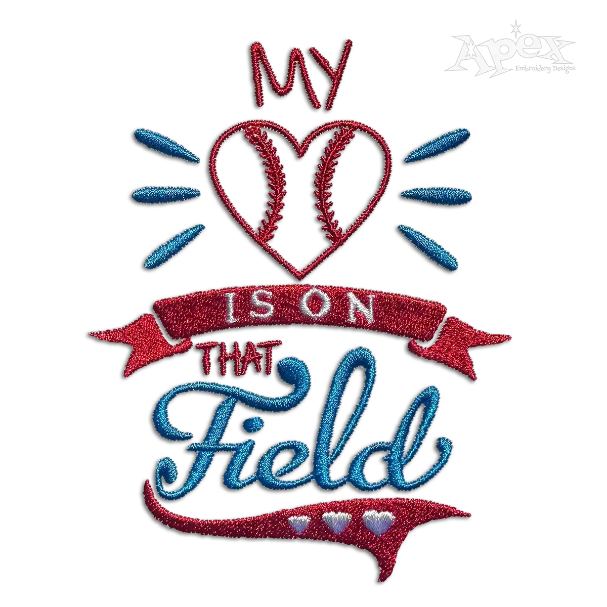My Heart is on that Baseball Field Machine Embroidery Designs