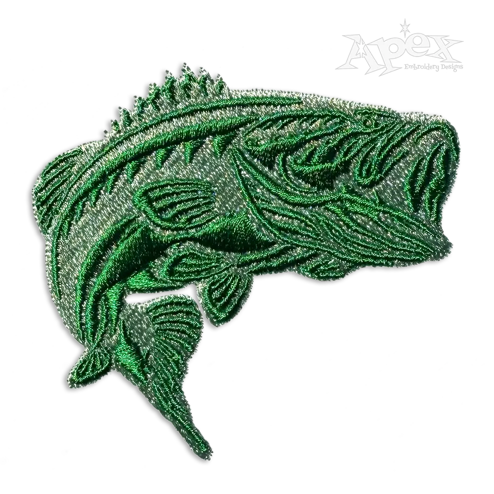 Bass Fish Machine Embroidery Design by Apex