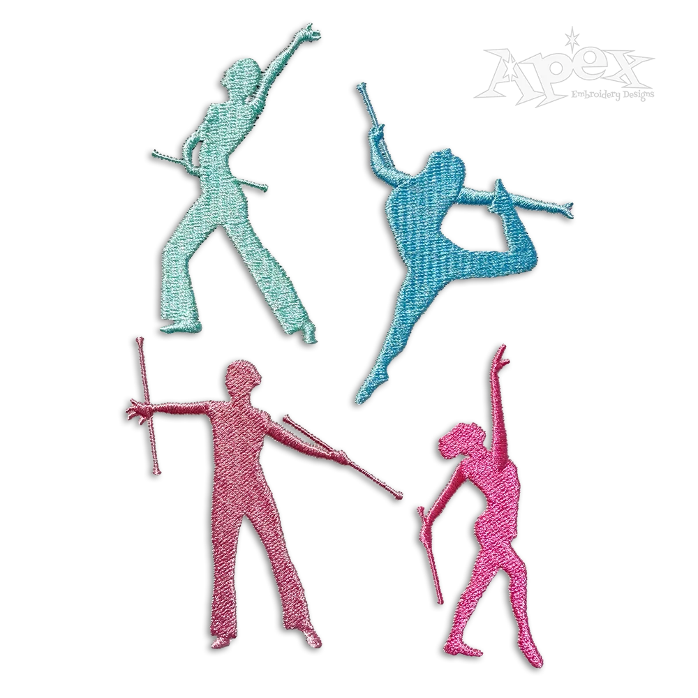 Baton Twirling Twirler Silhouette Machine Embroidery Designs