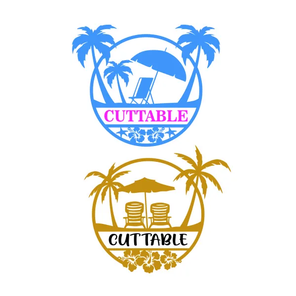 Beach Vacation Split SVG Cuttable Frame