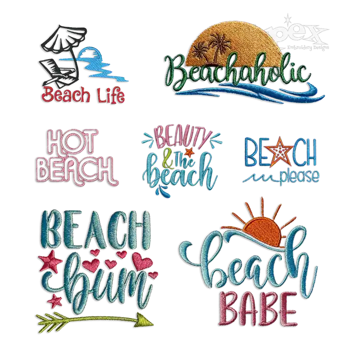 Beach Word Art Pack Ocean Sea Embroidery by Apex