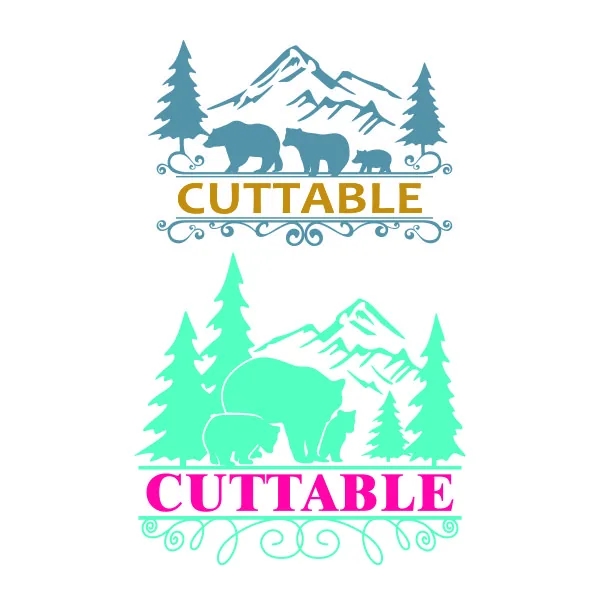 Bear Family Split Frame SVG Cuttable Design