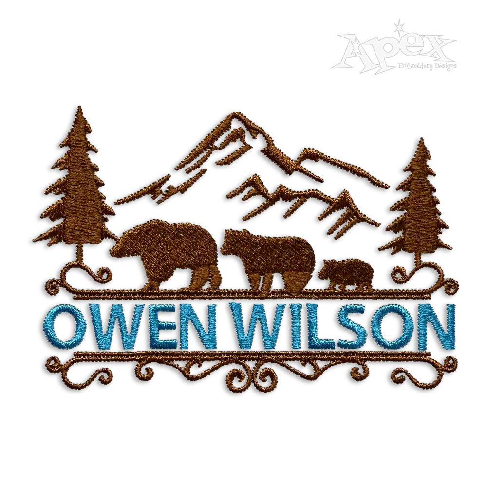 Bear Family Split Frame Machine Embroidery Design by Apex