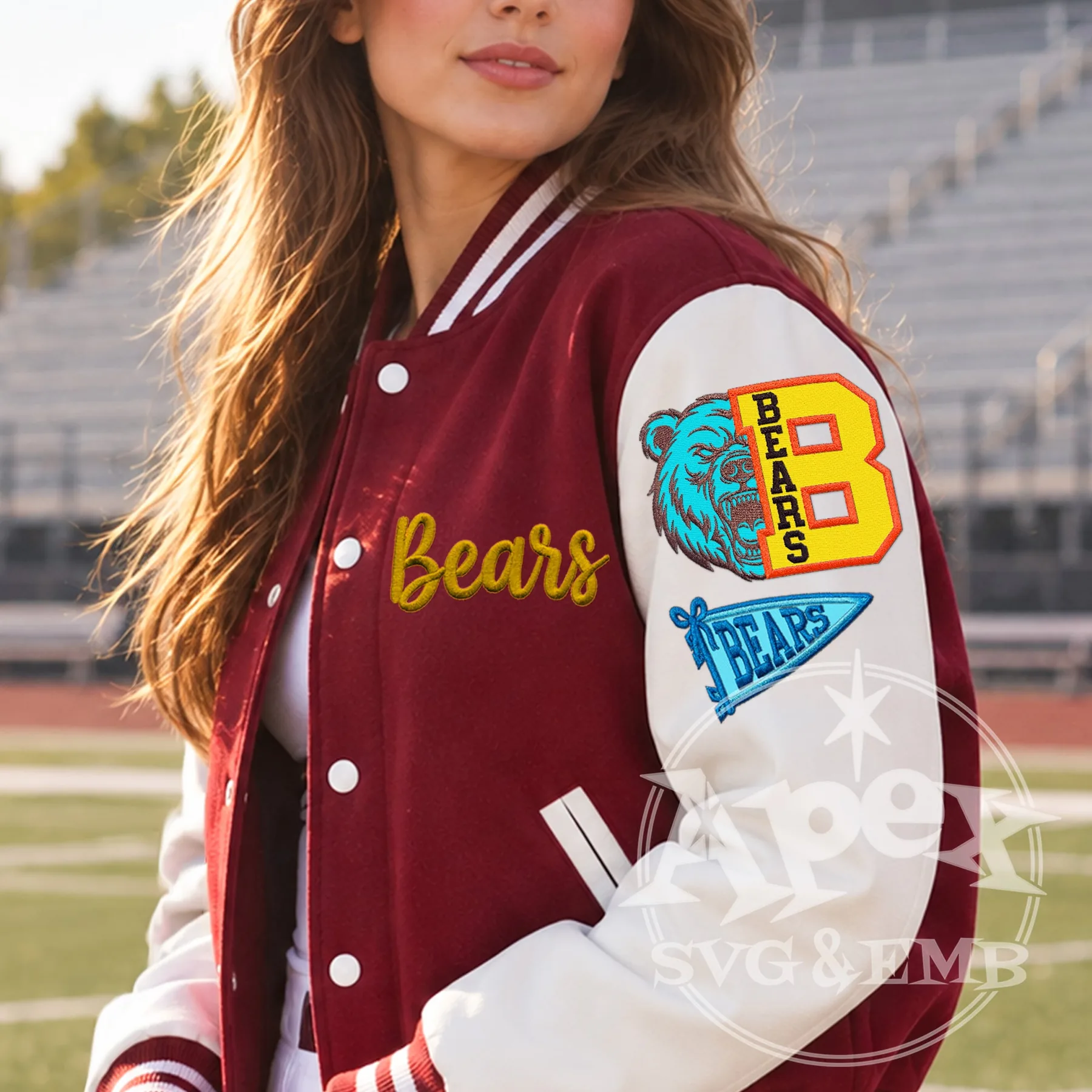 Bears School Mascot Spirit Game Sports Embroidery Design Bundle