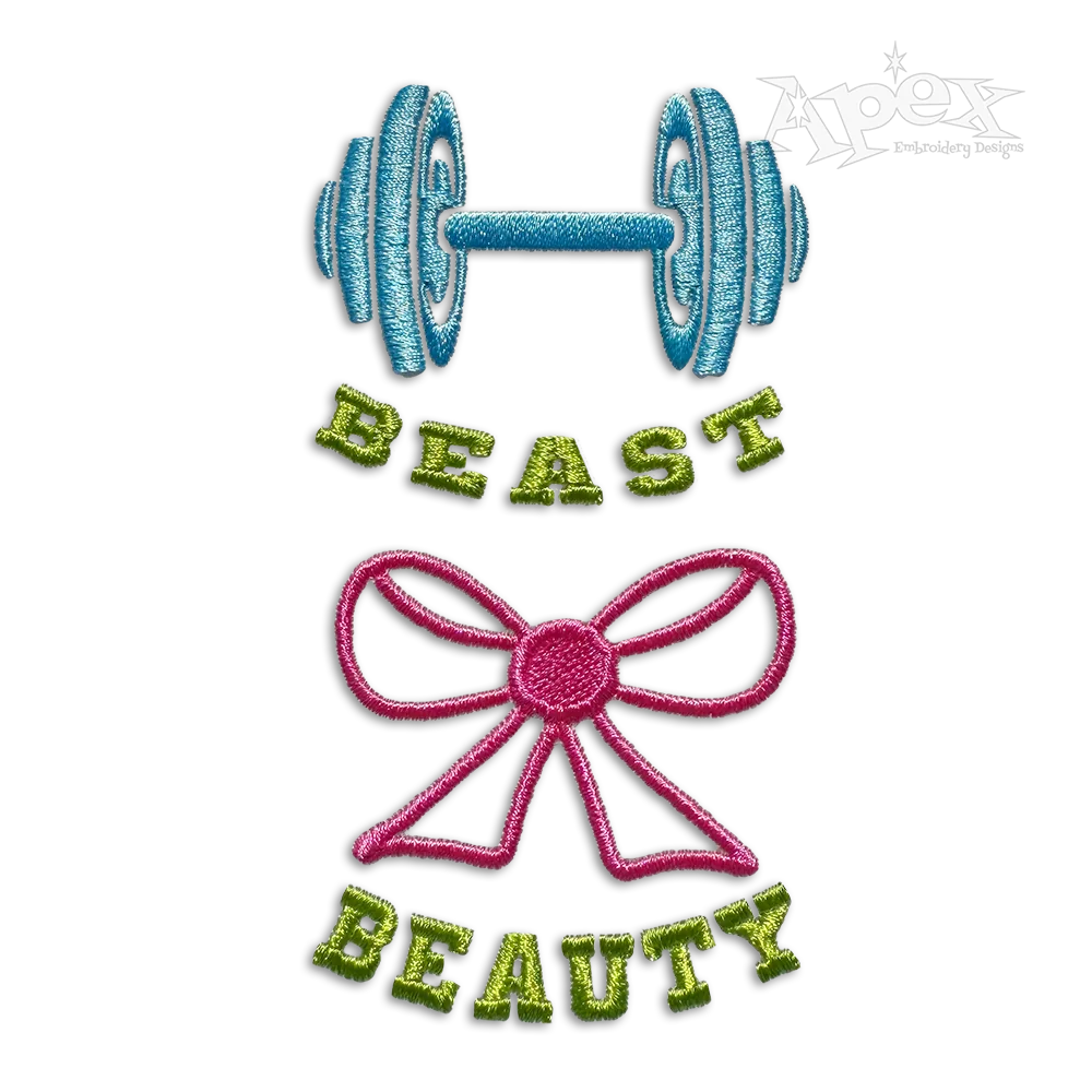 Beast and The Beauty Gym Workout Machine Embroidery Design