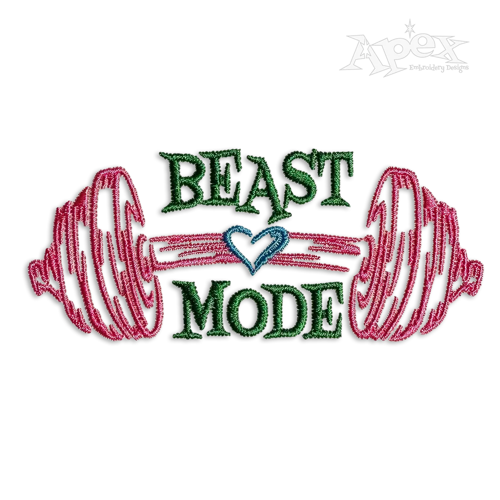Beast Mode Weightlifting Weight Gym Embroidery Design