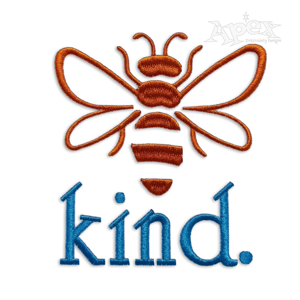 Bee Kind Outline Machine Embroidery Design - Apex