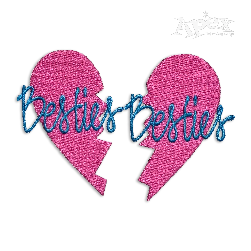 Besties Heart Machine Embroidery Design by Apex