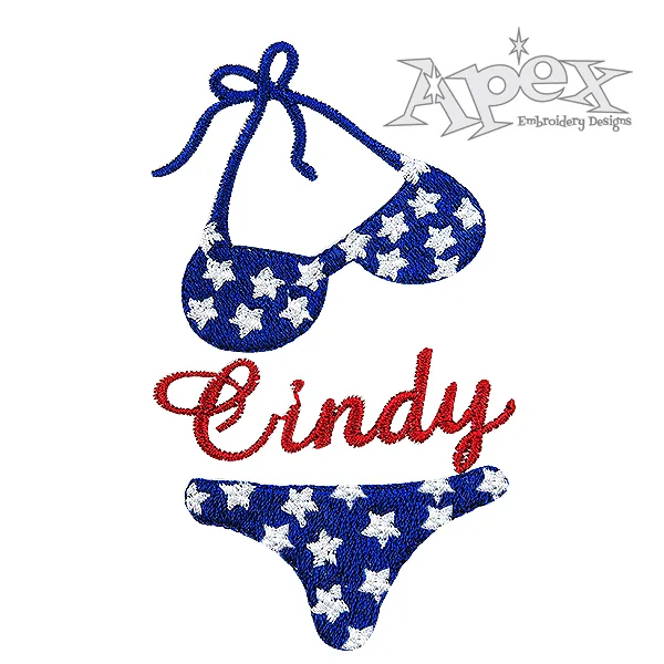 Bikini Stars Beach Embroidery Design Frame