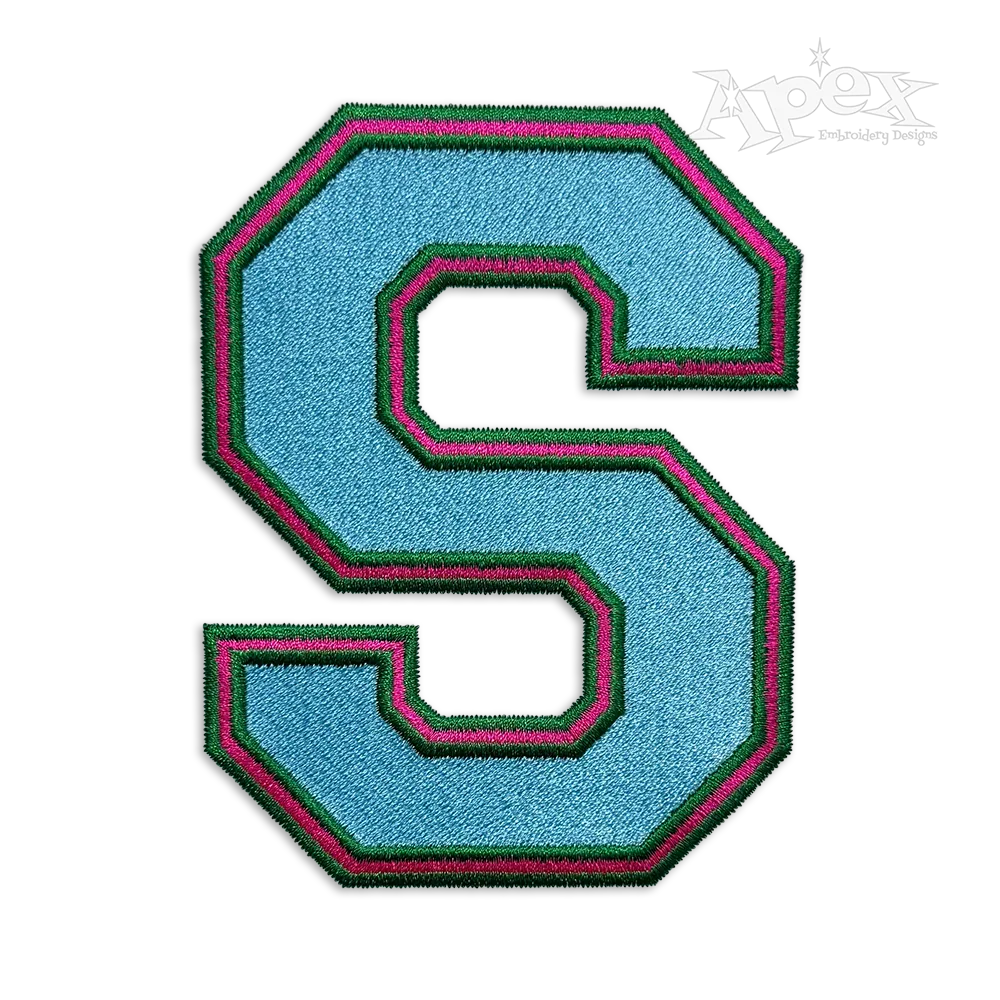 Block Large 3 Color Machine Embroidery Font - Apex 