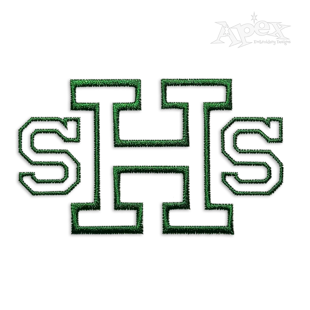 Block Outline Embroidery Font by Apex