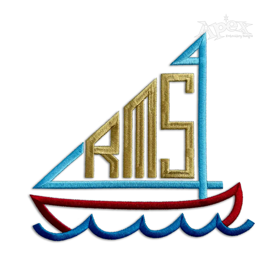 Sail Boat Monogram Embroidery Font by Apex Digitized
