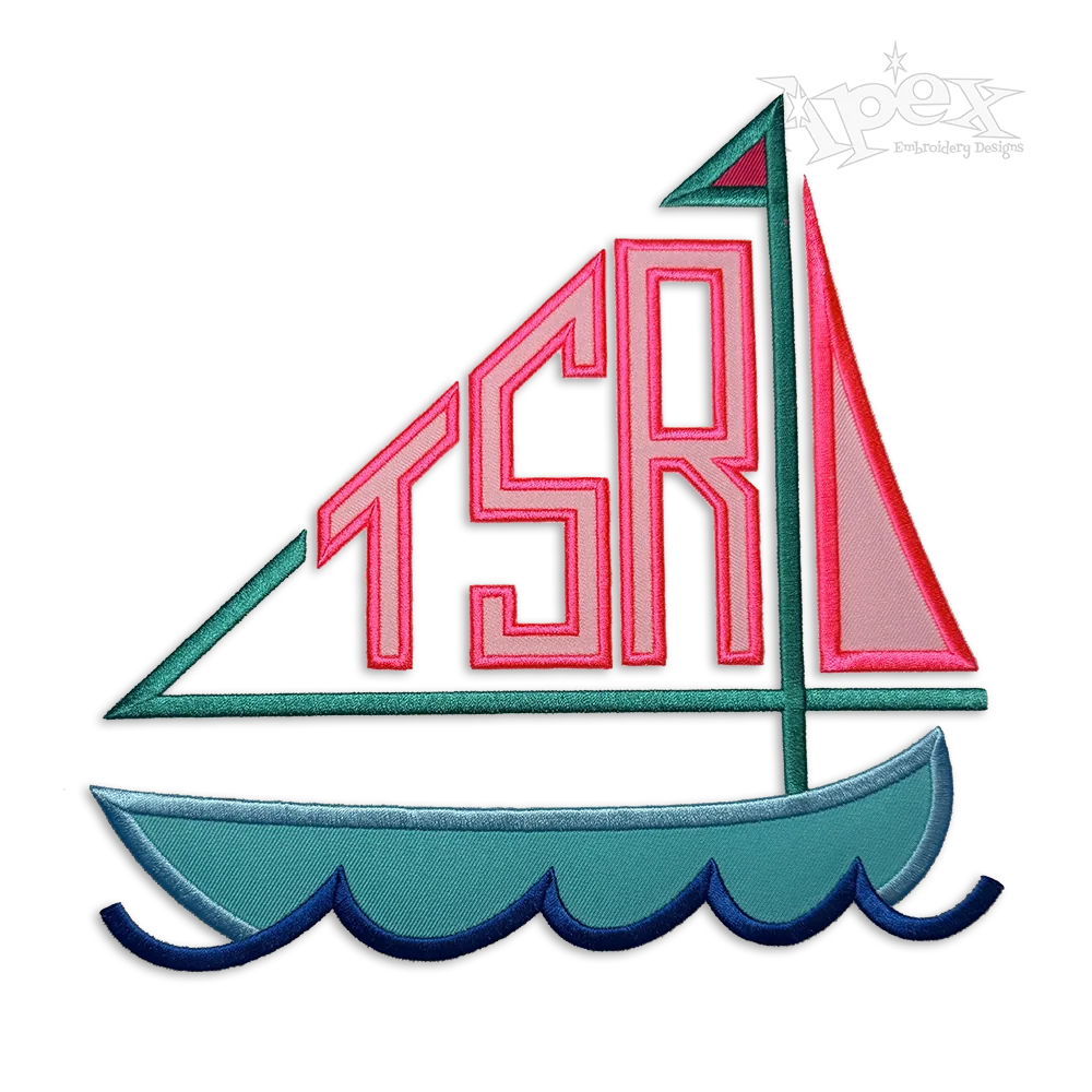 Boat Monogram Applique Embroidery Font