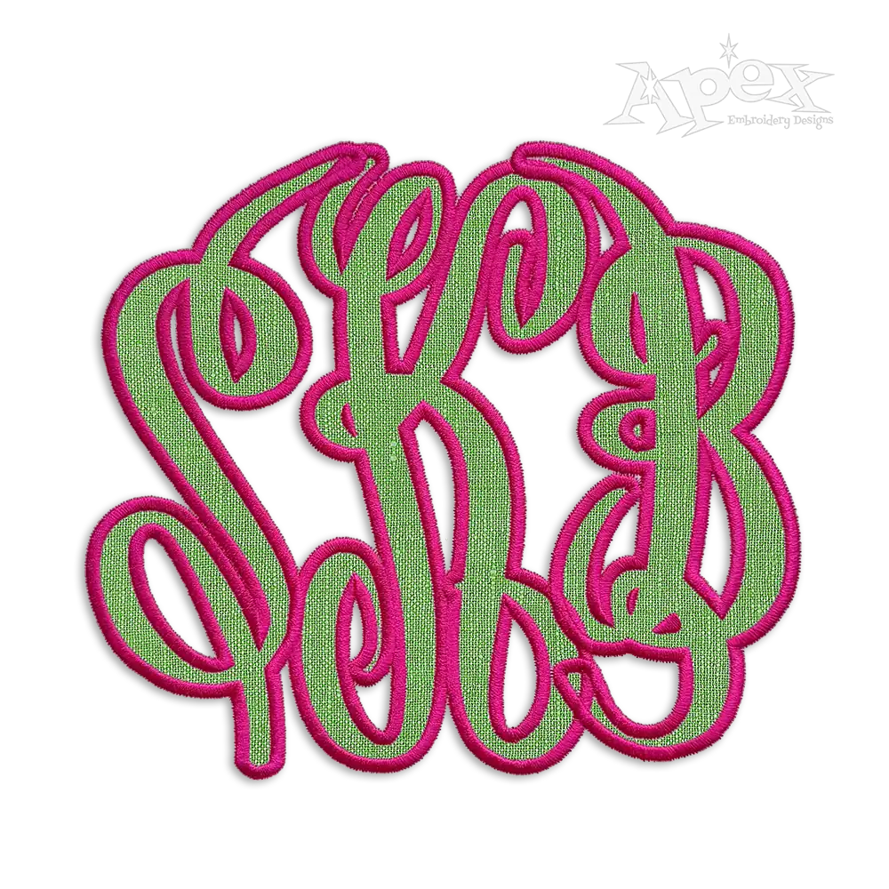 Bold Curlz Circle Monogram Applique Embroidery Font - Apex Designs