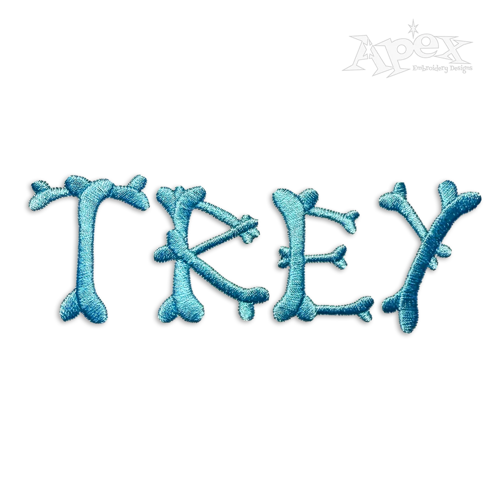 Bones Alphabet Letters Embroidery Font Design by Apex