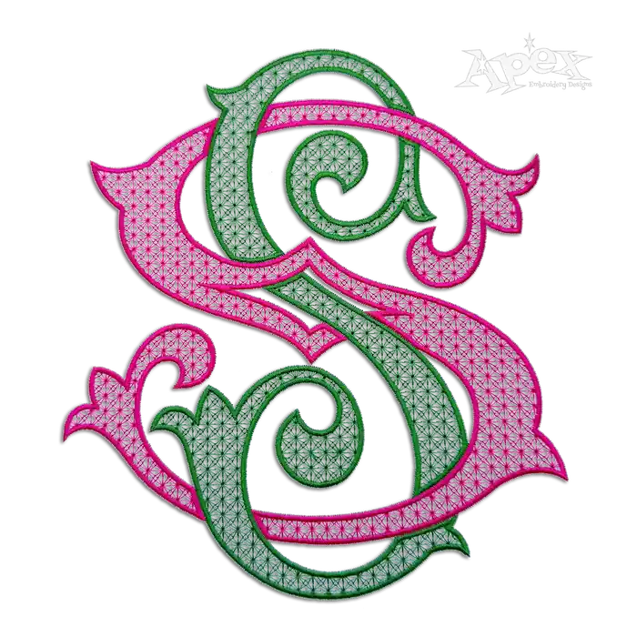 Bresia 2-letter Interlocking Monogram Machine Embroidery by Apex NYE