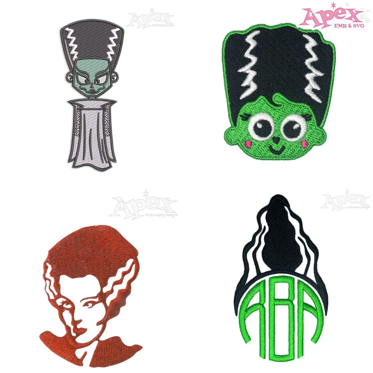 Bride of Frankenstein Embroidery Designs Bundle thumbnail