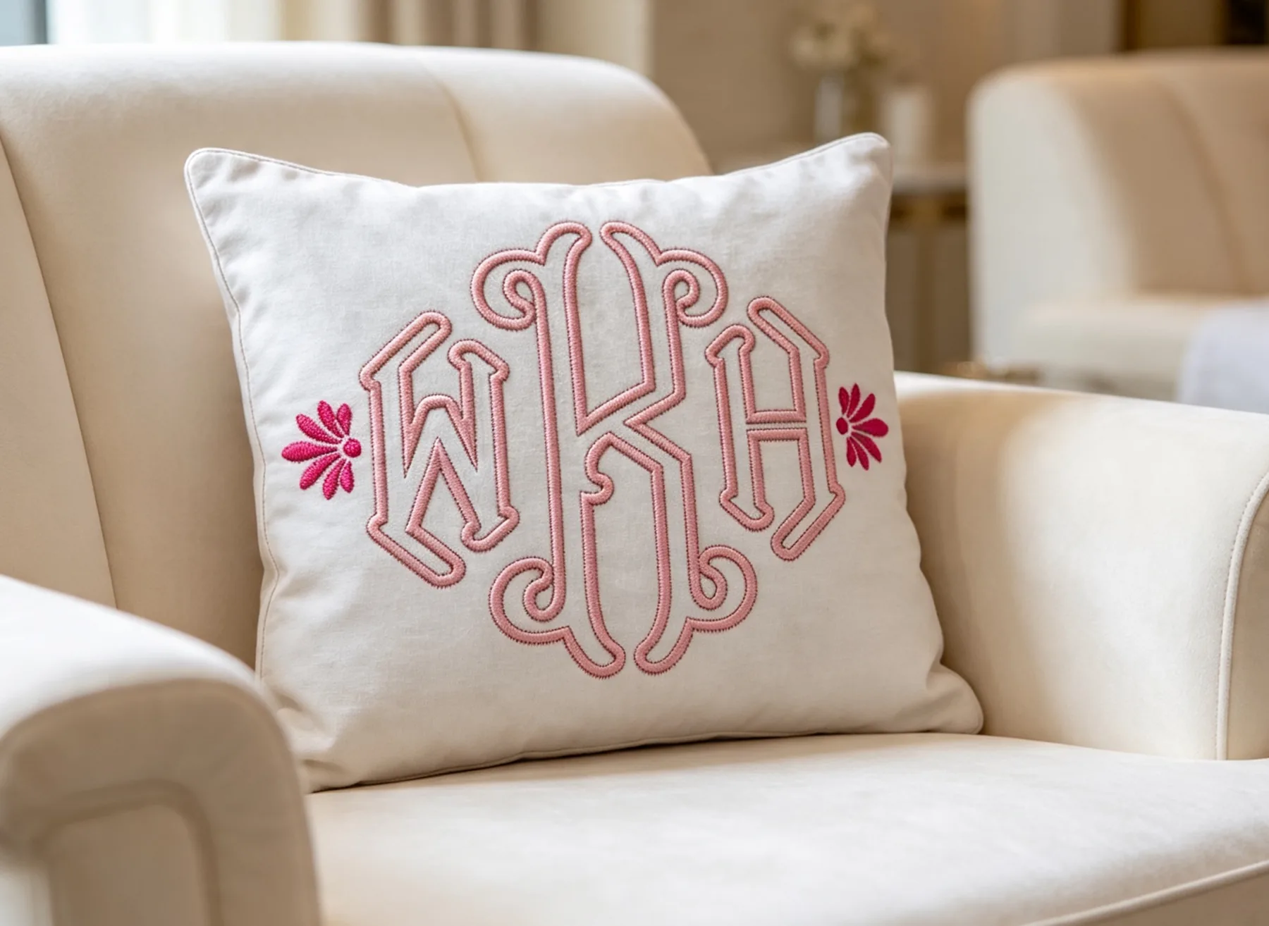 Brigitte Pillow Applique Embroidery Font Digitized by Apex 