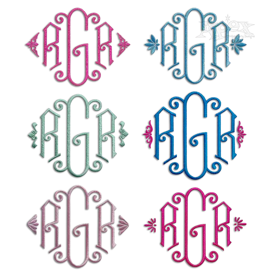 Brigitte Monogram Frame Accents Embroidery Font Digitized by Apex 