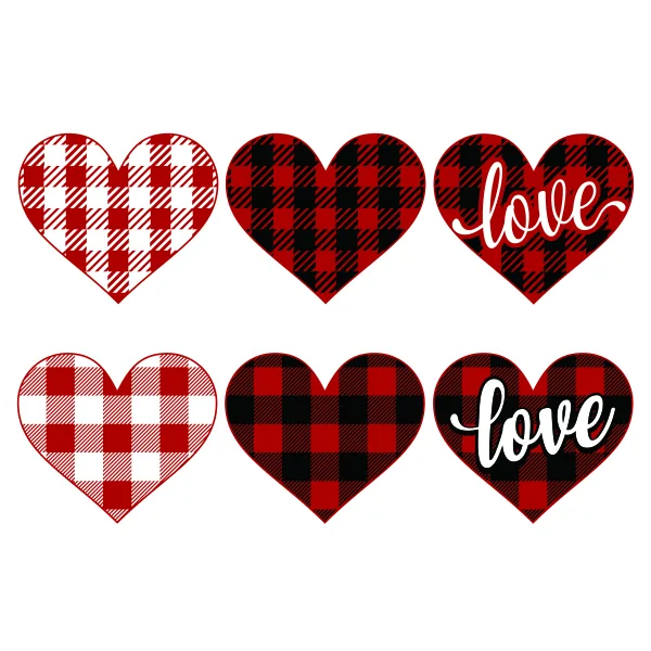 Buffalo Check Plaid Pattern Love Heart SVG Cuttable Design
