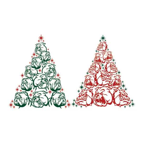 Bull Dog Christmas Tree SVG Cuttable Design
