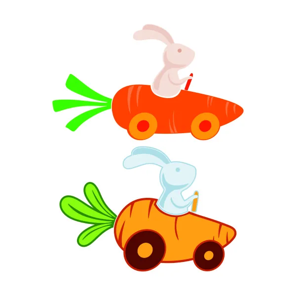 Bunny Carrot Car SVG Cuttable Design