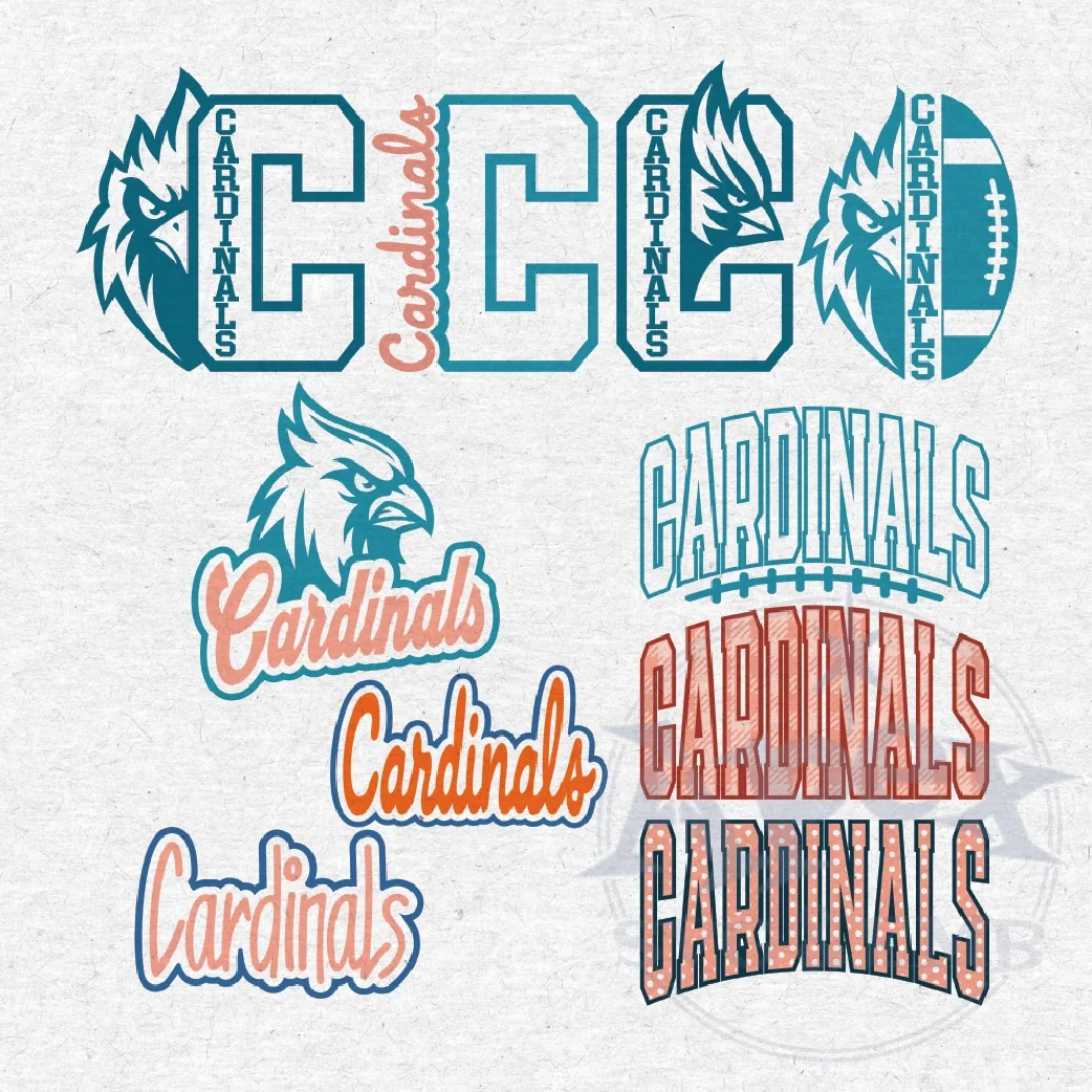 Cardinals Mascot School Sports Spirit Bundle Vector PNG