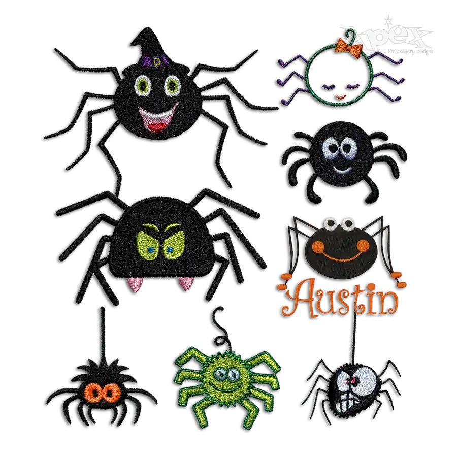 Cartoon Spider Pack Machine Embroidery Designs Digitized by Apex All