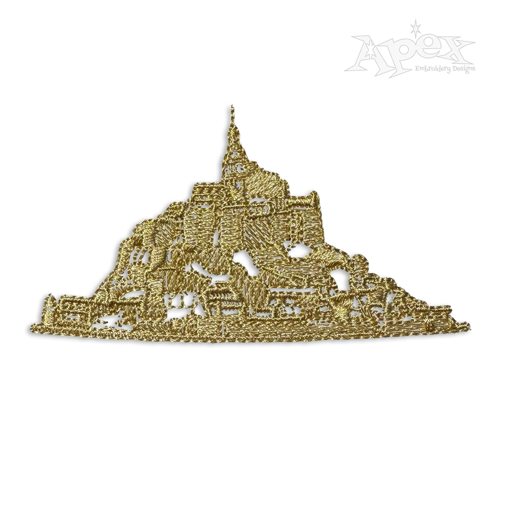 Castle Mont Saint Michel Church Machine Embroidery Design