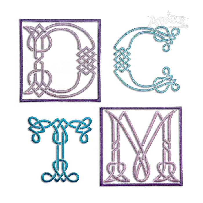 Irish Celtic Knots Machine Embroidery Font Letters - Apex