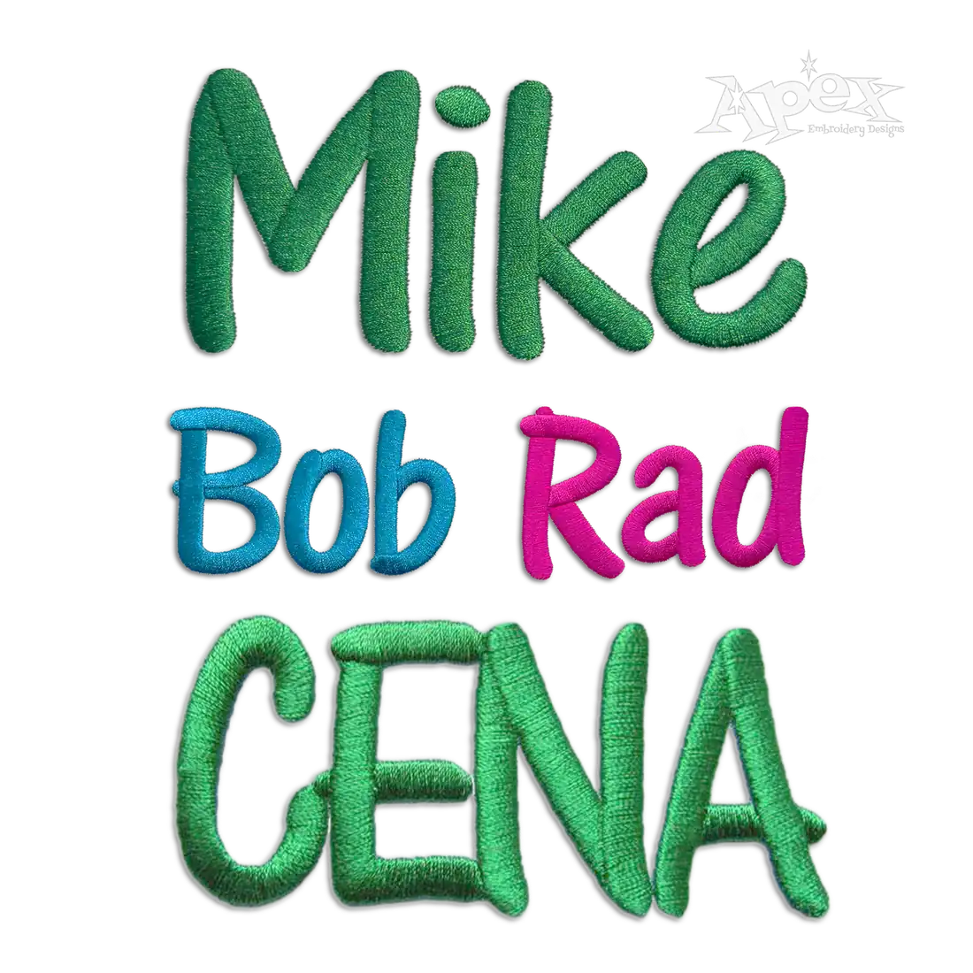Cena Machine Embroidery Font by Apex All one