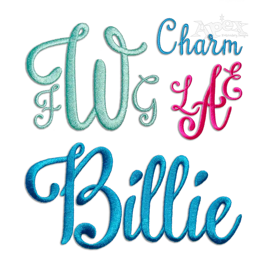 Charm Script Machine Embroidery Font by Apex All