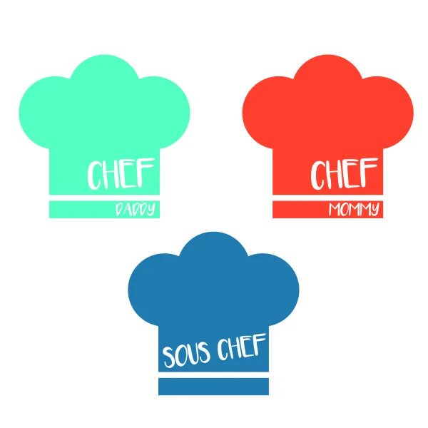 Chef Family Chef Daddy Chef Mommy Sous Chef SVG Cuttable Design