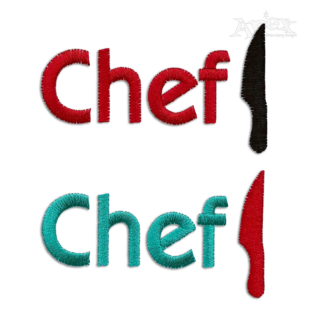 Chef Knife Machine Embroidery Design by Apex Designs