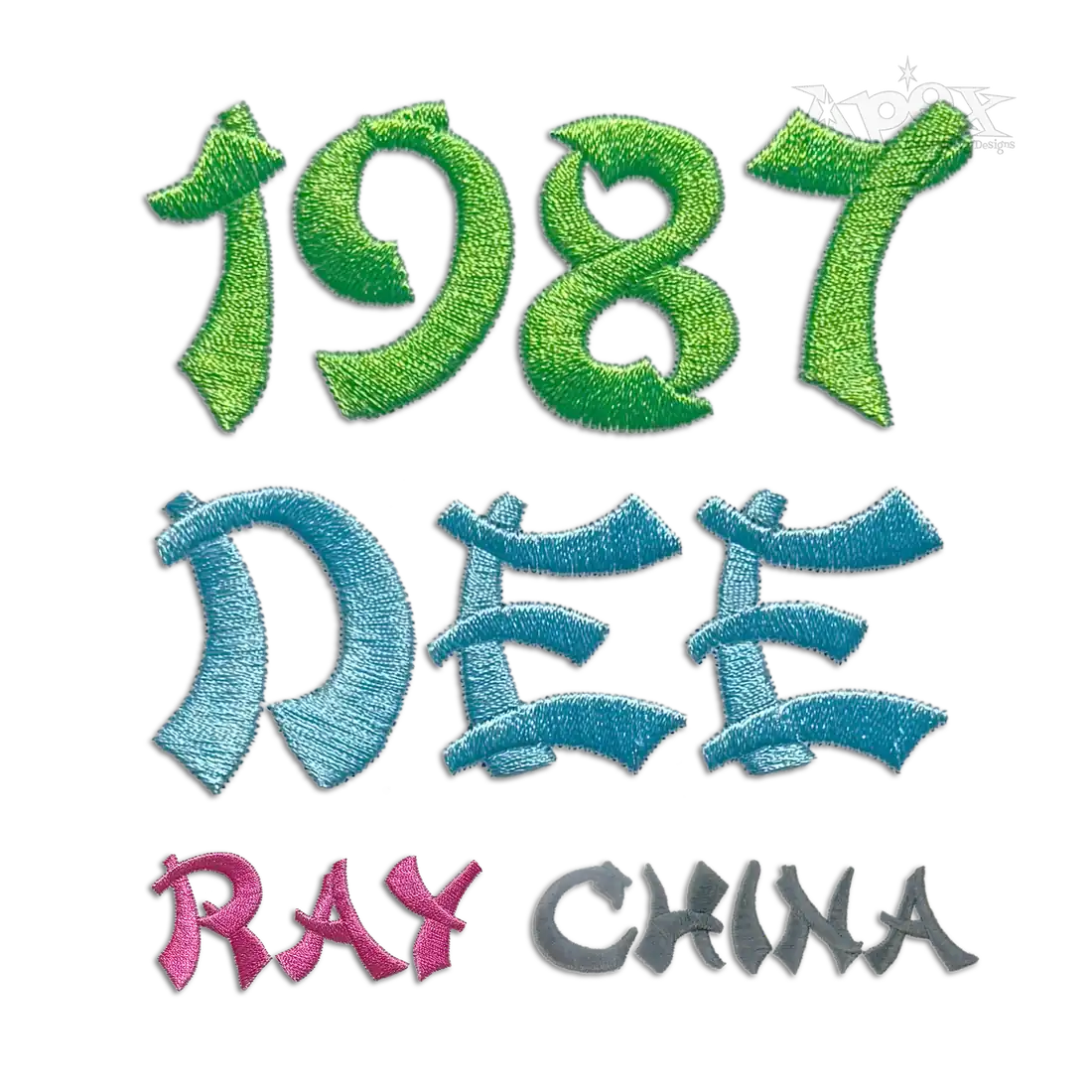 China Machine Embroidery Font Letter Alphabet by Apex Digitized