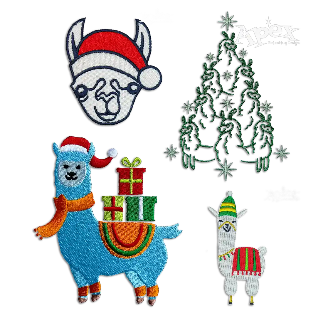 Christmas Alpaca Llama Machine Embroidery Designs by Apex All