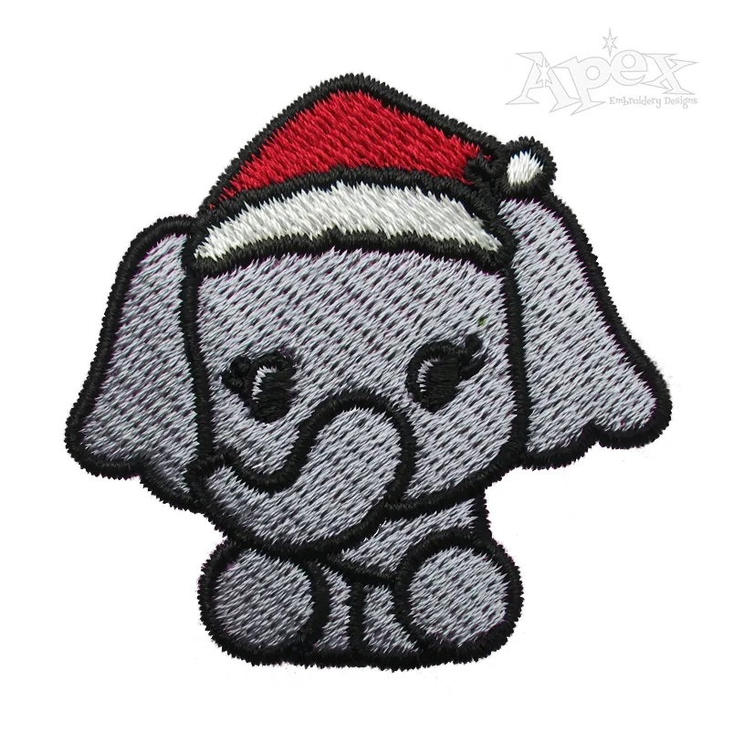 Christmas Baby Elephant Embroidery Design
