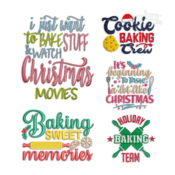 Christmas Holiday Cookies Baking Crew Sayings Embroidery Designs All