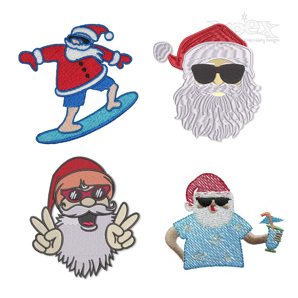 Christmas Beach Tropical Santa Claus Pack Embroidery Apex Designs All
