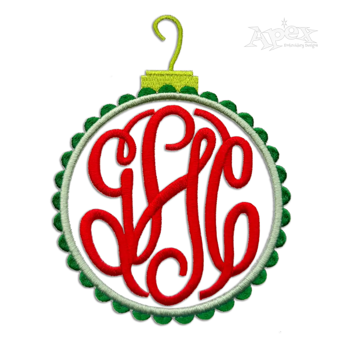 Christmas Bulb Machine Embroidery Font Sample Monogram