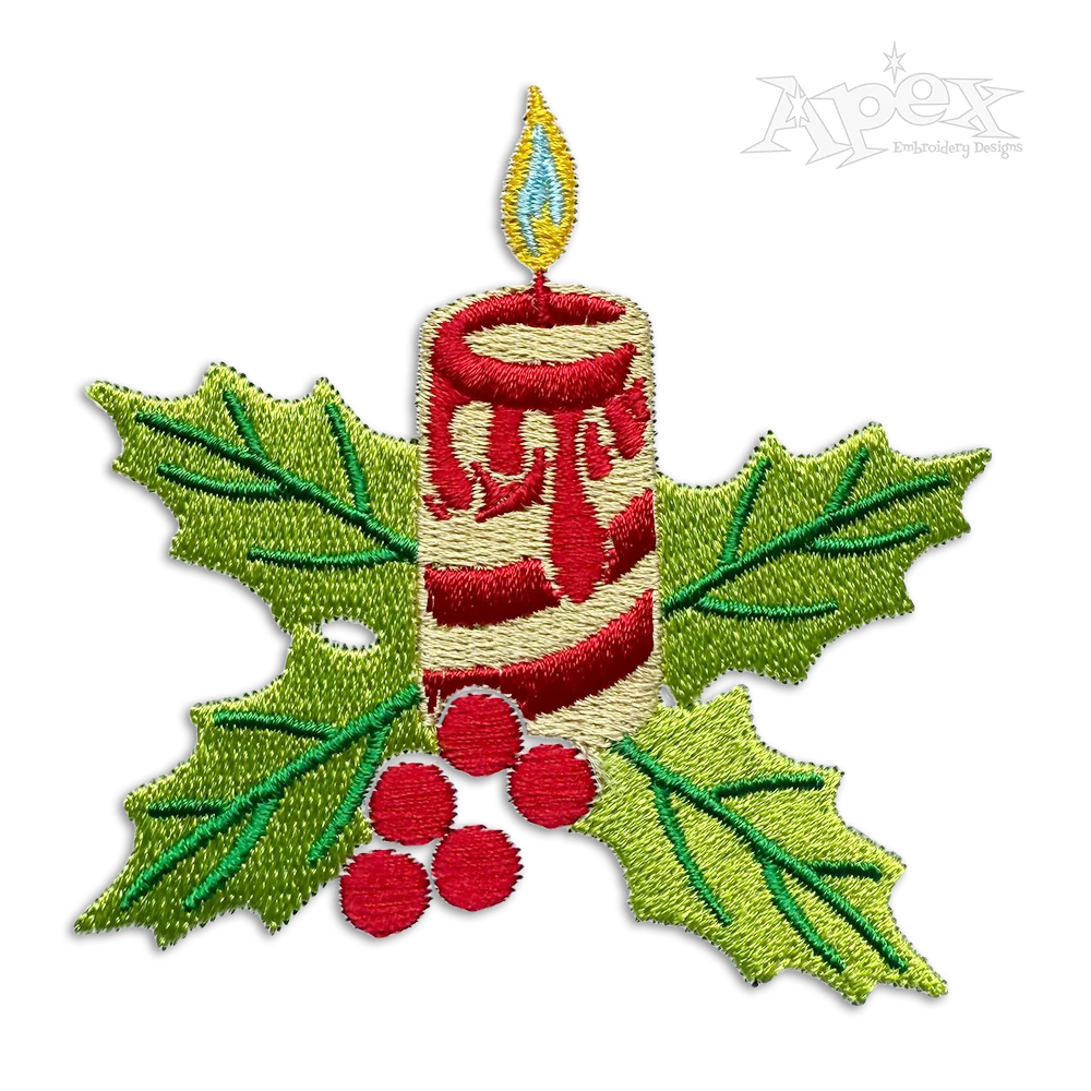 Christmas Candle Wax Machine Embroidery Designs