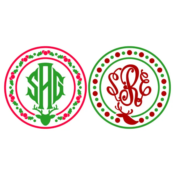 Christmas Deer Monogram Frame SVG Cuttable Design