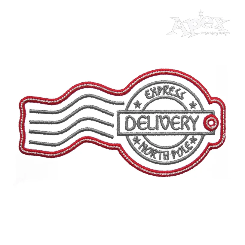 Christmas Express Delivery Stamp Tag ITH Embroidery Design