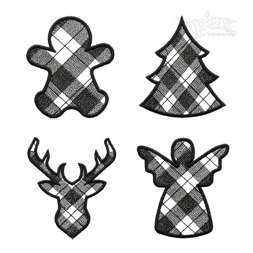 Christmas Plaid Pack Applique Machine Embroidery Designs
