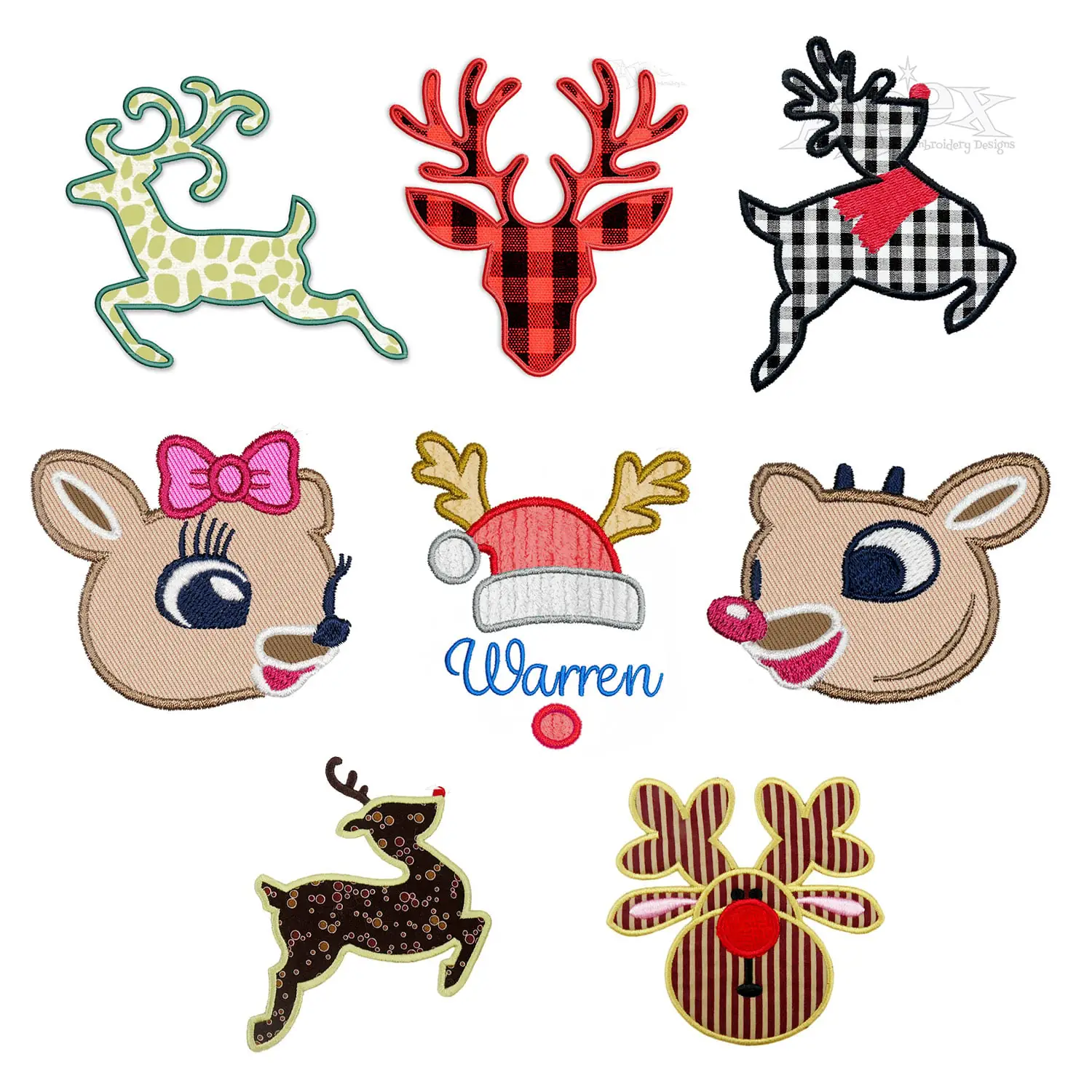 Christmas Reindeer Applique Machine Embroidery Designs Apex all