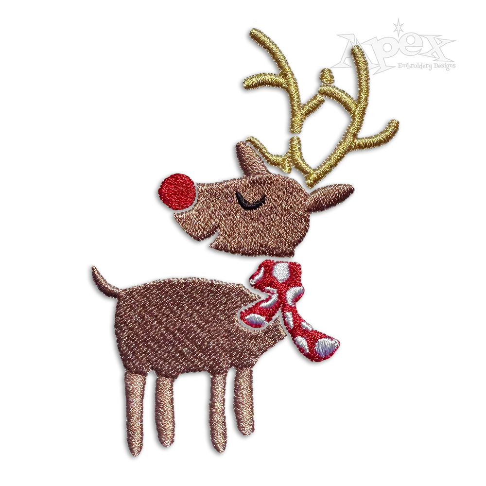 Christmas Rudolph Reindeer Machine Embroidery Design by Apex