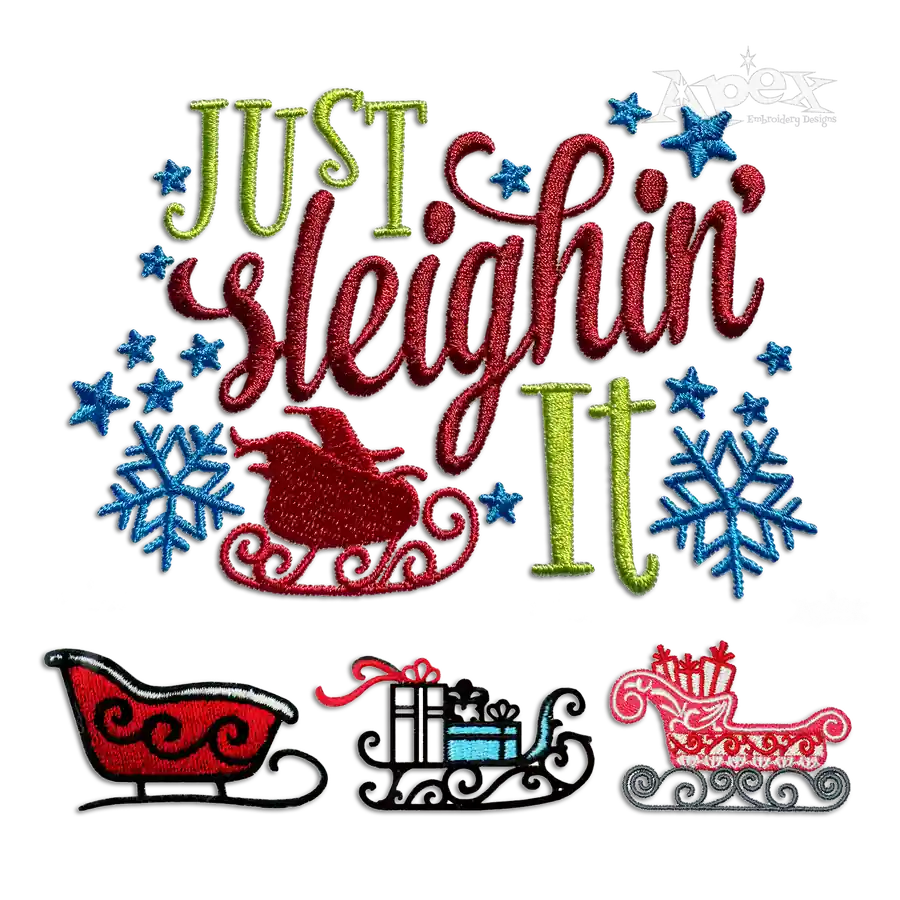 Christmas Santa Claus Sleigh Machine Embroidery Designs by Apex All