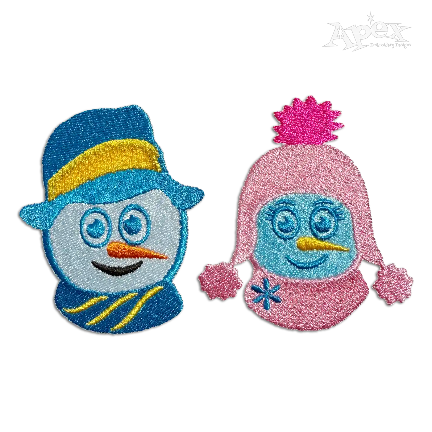 Christmas Snowman Couple Machine Embroidery Design by Apex